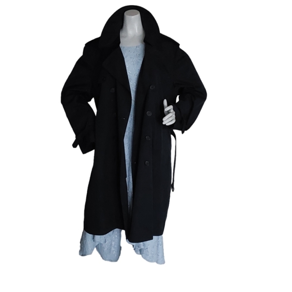 LONDON FOG NAVY BLUE SINGLE BREASTED BELTED‎ TRENCH COAT SIZE 42 REGULAR - Picture 5 of 11